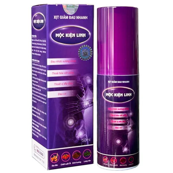 Xịt giảm đau nhanh Mộc Kiện Linh, dùng cho người đau dây thần kinh tọa, đau khớp, viêm khớp