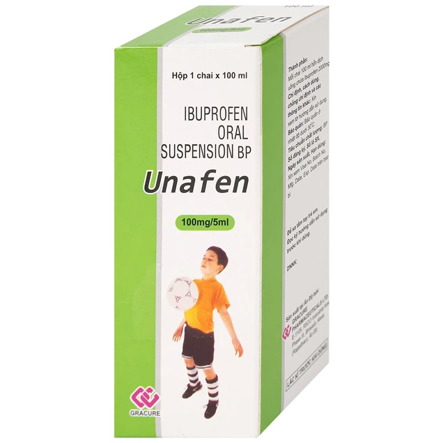 Dung dịch uống Unafen 100mg/5ml Gracure giảm đau, kháng viêm, hạ sốt (100ml)