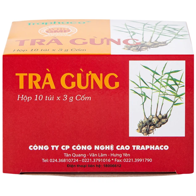 Trà Gừng Traphaco điều trị đau bụng do lạnh, đầy trướng, không tiêu
