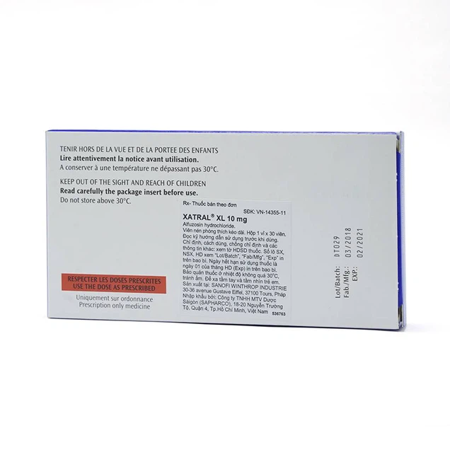 Thuốc Xatral XL 10mg-Điều trị triệu chứng chức năng của phì đại lành tính tuyến tiền liệt