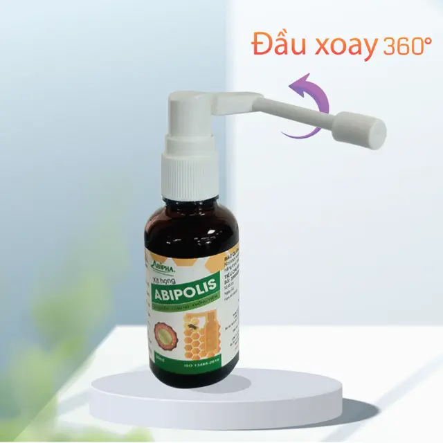 Xịt họng Abipolis, hỗ trợ giảm triệu chứng ho, đau rát họng, khản tiếng