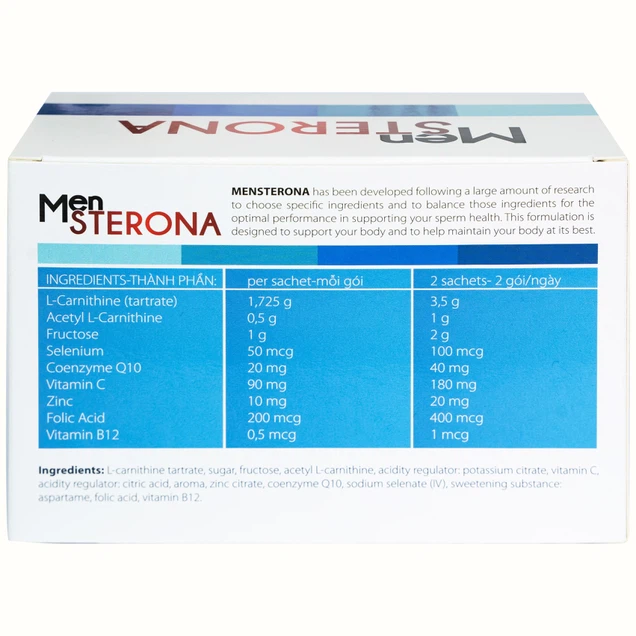 Bột hòa tan Men Sterona hỗ trợ tăng chất lượng tinh trùng (30 gói)