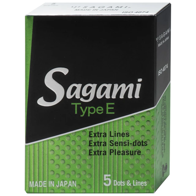 Bao cao su Sagami Type E màu xanh có gân gai phòng tránh thai và bệnh lây qua đường tình dục (5 cái)