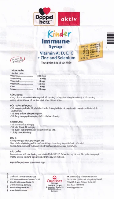 Siro Kinder Immune Doppelherz Aktiv cung cấp các vitamin và khoáng chất (150ml)