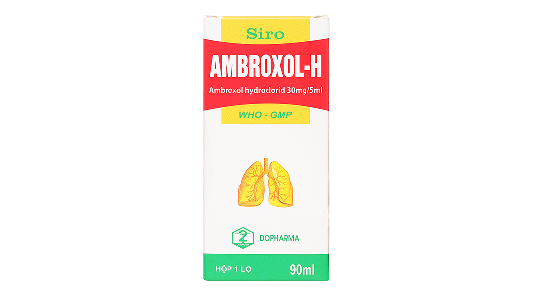 Siro Ambroxol-H 30mg/5ml trị bệnh hô hấp có kèm tăng tiết dịch phế quản chai 90ml