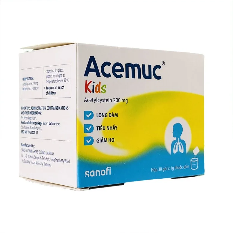 Thuốc cốm Acemuc 200mg-Acetylcystein-Sanofi(VN)-hộp 30gói