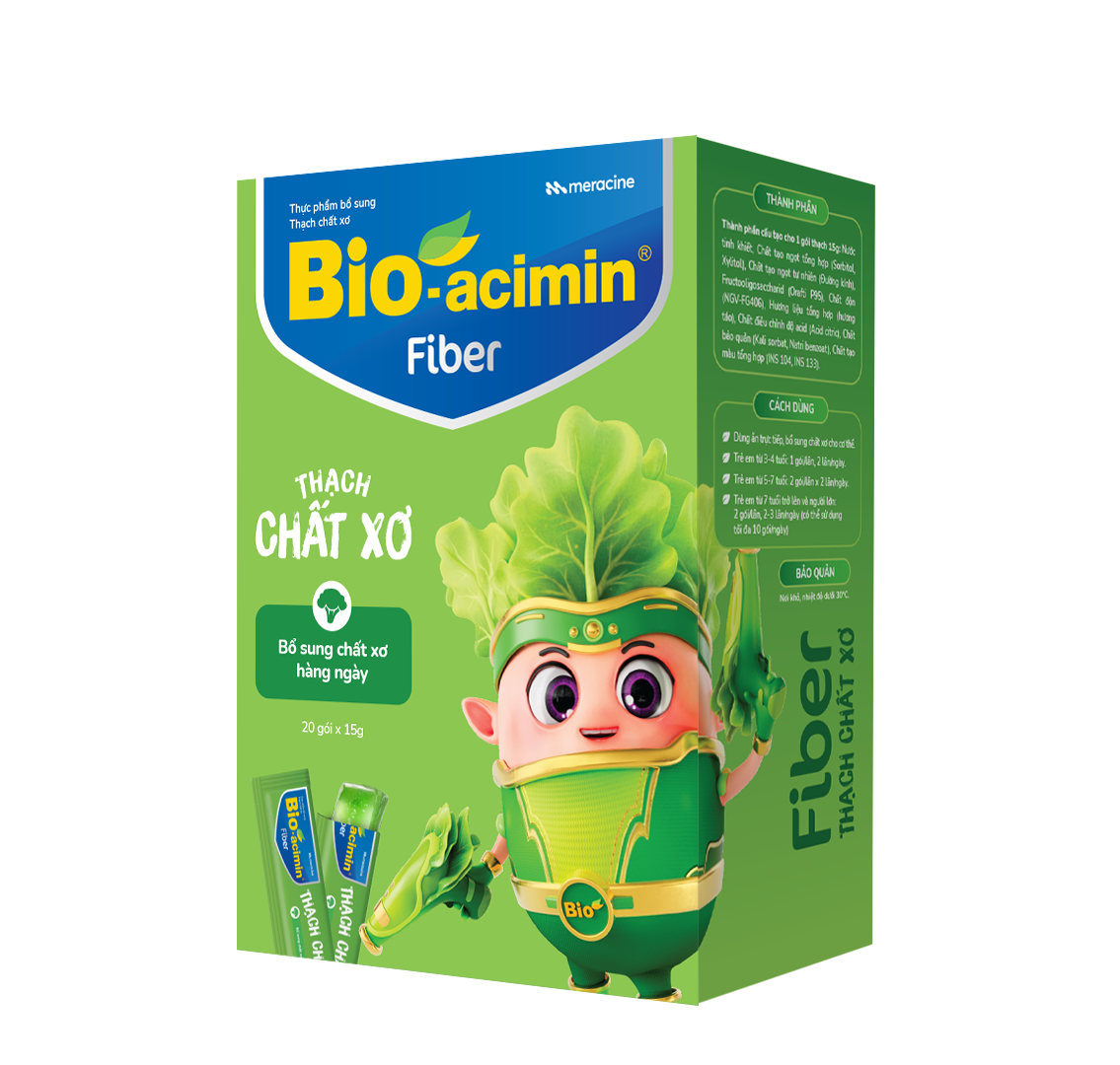 Thạch Chất Xơ Bio-acimin Fiber bổ sung chất xơ, cải thiện và phòng ngừa táo bón (Hộp 20 gói)