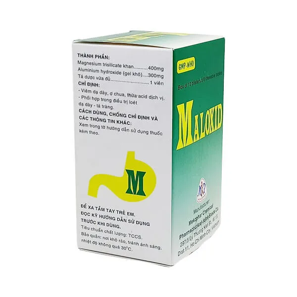 Viên nhai Maloxid Mekophar điều trị viêm dạ dày, ợ chua, thừa acid dịch vị (10 vỉ x 8 viên)