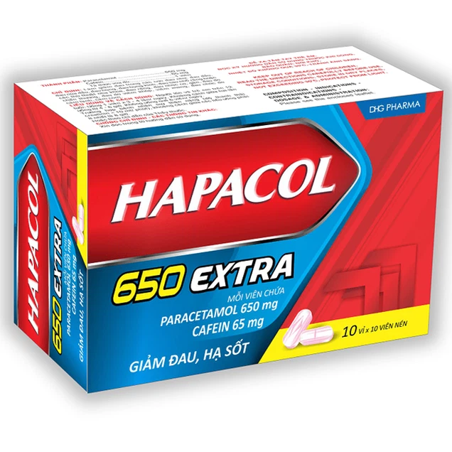 Thuốc Hapacol 650 Extra DHG điều trị đau đầu, đau nửa đầu, đau họng 