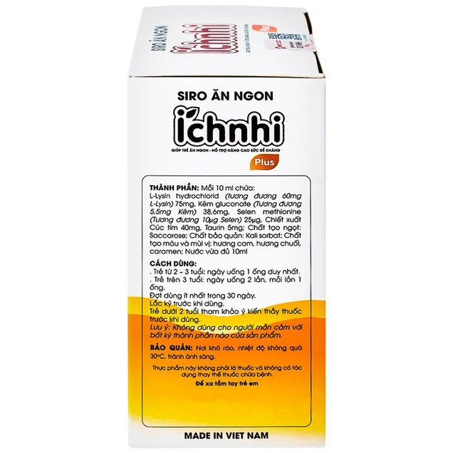 Siro Ích Nhi Plus Nam Dược bổ sung kẽm, seien và lysin giúp trẻ ăn ngon (4 vỉ x 5 ống x 10ml)