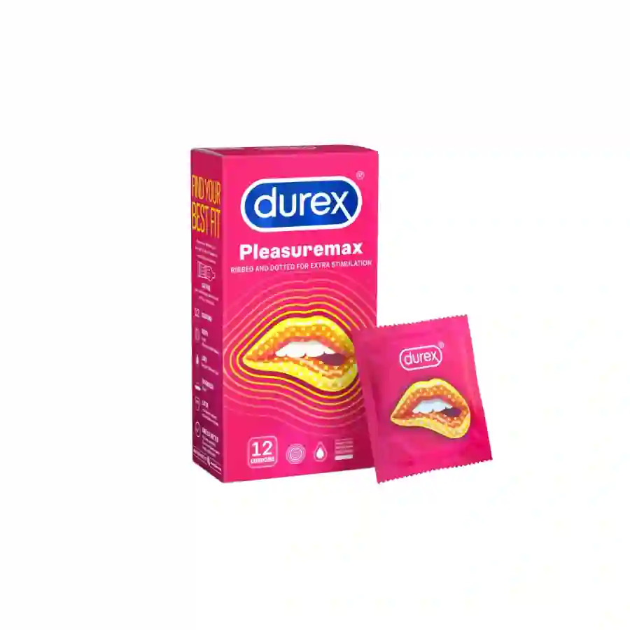 Bao cao su DUREX Pleasuremax có gân và hạt nổi dọc thân bao (hộp 12 cái)