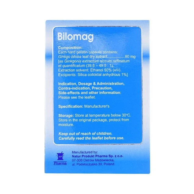 Thuốc Bilomag 80mg Natur Produkt Pharma điều trị suy tuần hoàn não, giảm chú ý tập trung