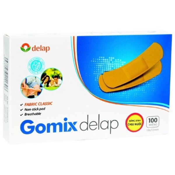 Băng dính chịu nước Gomix Delap hộp 100 miếng x 19x72mm