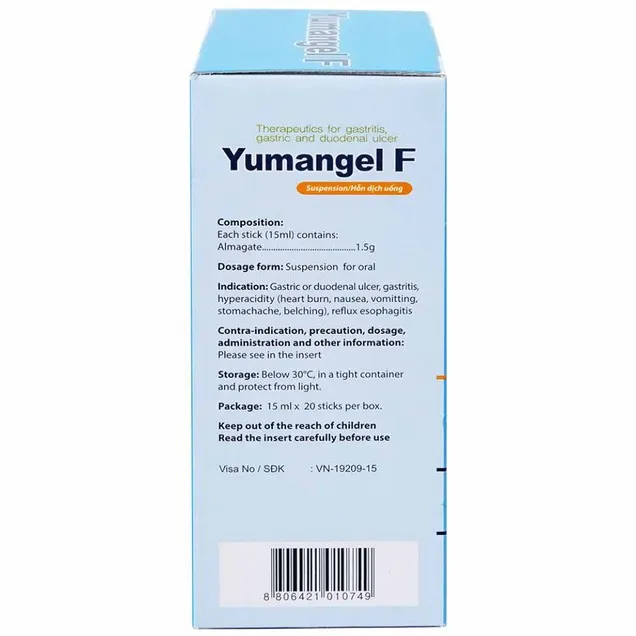 Hỗn dịch uống Yumangel F Yuhan kháng acid và cả thiện loét dạ dày - tá tràng (20 gói x 15ml)