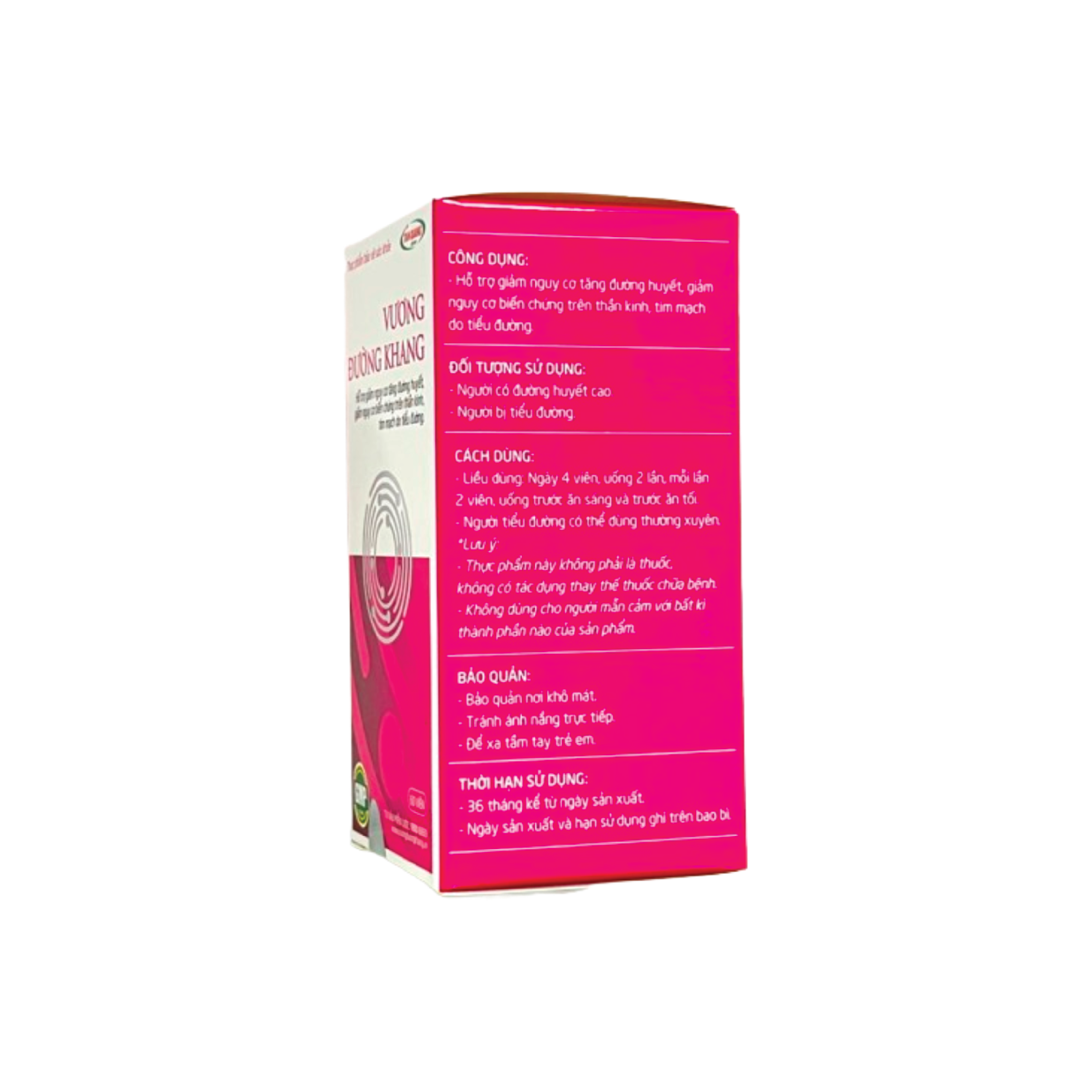 Vương Đường Khang, hỗ trợ làm giảm đường huyết, giảm biến chứng tiểu đường