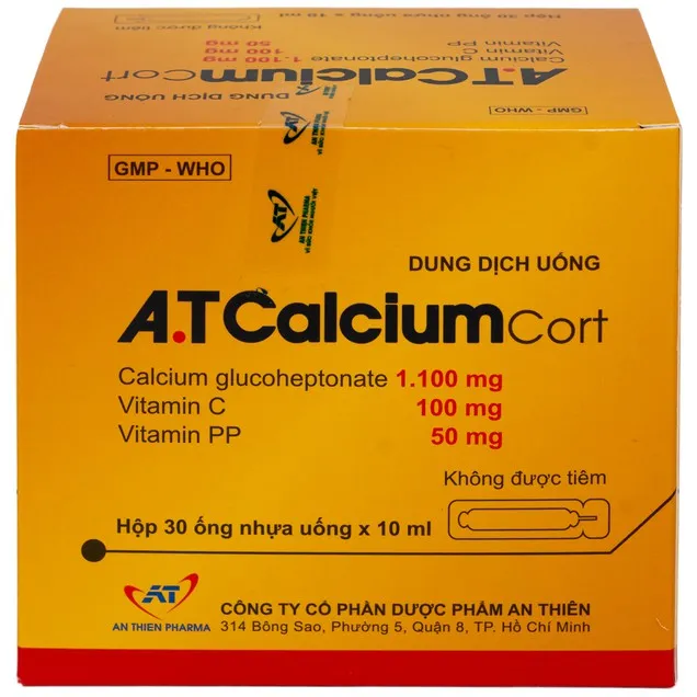 Dung dịch uống A.T Calcium Cort An Thiên bổ sung vitamin và khoáng chất cho cơ thể (30 ống x 10ml)
