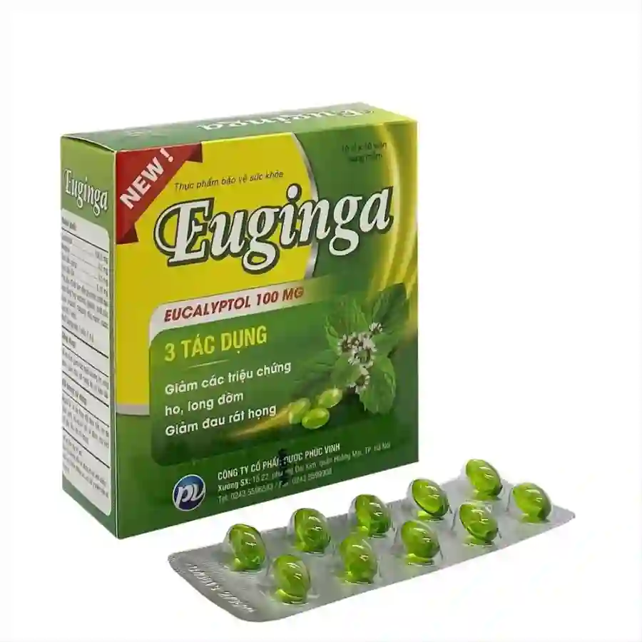 Euginga (Hộp 100 viên) - Giảm ho, long đờm, giảm đau rát họng