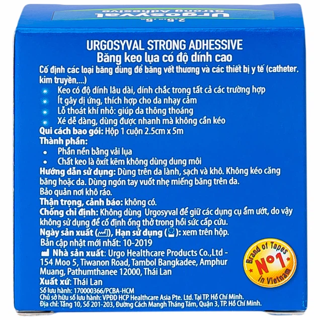 Băng keo lụa Urgo size 5cm x 5m băng các vết thương trong phẫu thuật, cố định thiết bị y tế