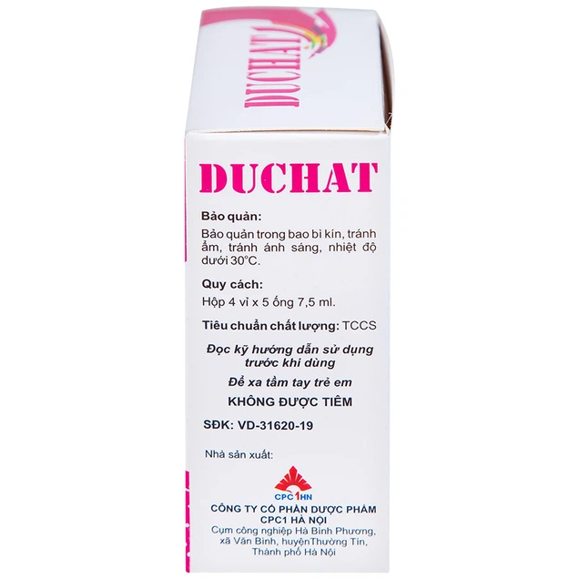 Dung dịch uống Duchat CPC1 dự phòng trường hợp thiếu Vitamin và Acid Amin (4 vỉ x 5 ống x 7.5ml)