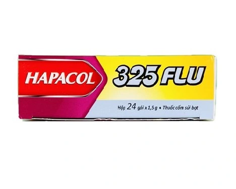Cốm sủi Hapacol 325 flu-Parace 325+Clor-Hậu Giang-Hộp 24 gói