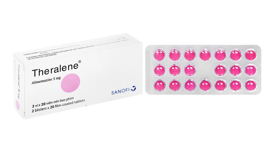 Theralene 5mg-Alimemazine-Sanofi VN- hỗ trợ điều trị các triệu chứng viêm mũi dị ứng, mày đay, ho đêm, mất ngủ nhẹ