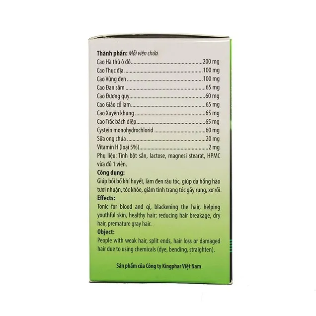 Viên uống Herba Hair Kingphar hỗ trợ bồi bổ khí huyết, làm đen râu tóc (60 viên)