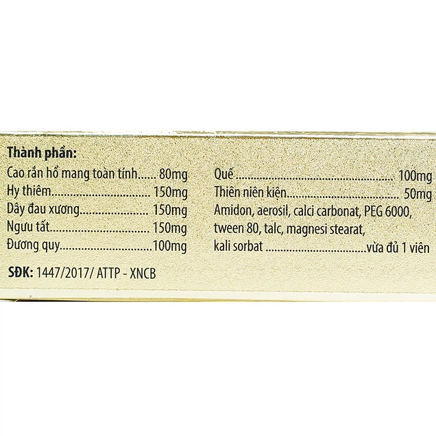 Viên khớp Bách Xà giảm đau, giảm viêm, mạnh gân cốt (3 vỉ x 10 viên)