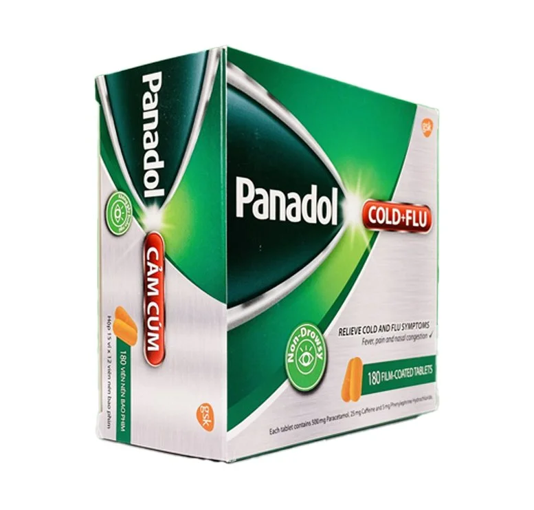 Viên nén Panadol cảm cúm 500g (vi *12v)-Glaxo Pháp hộp 15vỉ *12viên