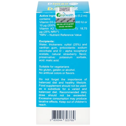 Chai xịt giúp tăng cường hấp thu canxi Dimao Pro Oral Spray D3 + K2 Valens (25ml)