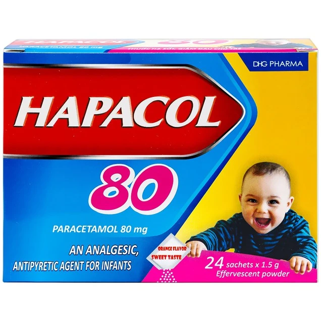 Bột Hapacol 80 DHG giảm đau, hạ sốt