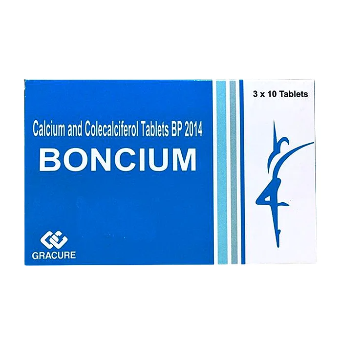 Thuốc Boncium Gracure phòng và điều trị thiếu Canxi và Vitamin D3 (3 vỉ x 10 viên)