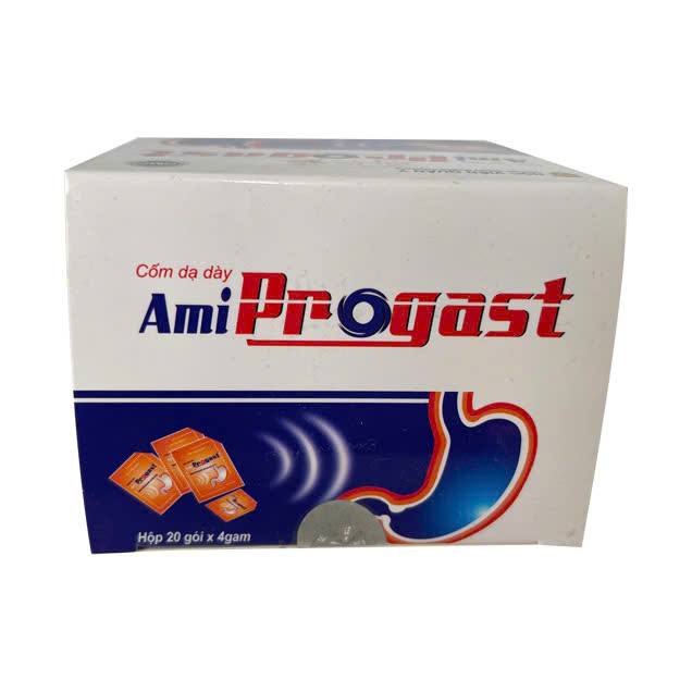 Cốm Dạ Dày Ami Progast Giúp giảm acid dịch vị, giảm viêm loét dạ dày tá tràng.