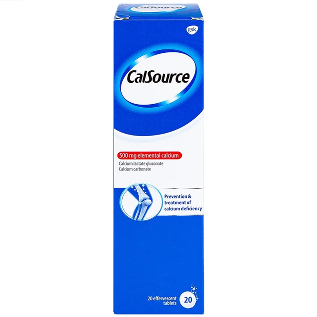 Viên sủi CalSource 500mg GSK phòng ngừa và điều trị thiếu canxi