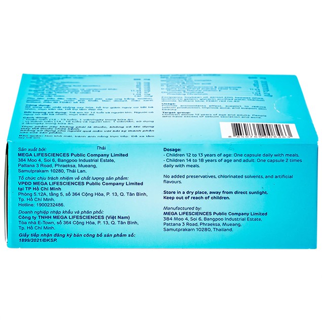 Viên uống Acnacare Mega We Care bổ sung chất chống oxy hóa, ngăn ngừa mụn (3 vỉ x 10 viên)