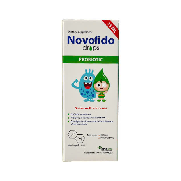 Dung dịch uống Novofido Drops 15ml Novocare hỗ trợ bổ sung lợi khuẩn, cải thiện hệ vi sinh đường ruột