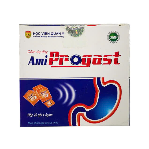 Cốm Dạ Dày Ami Progast Giúp giảm acid dịch vị, giảm viêm loét dạ dày tá tràng.