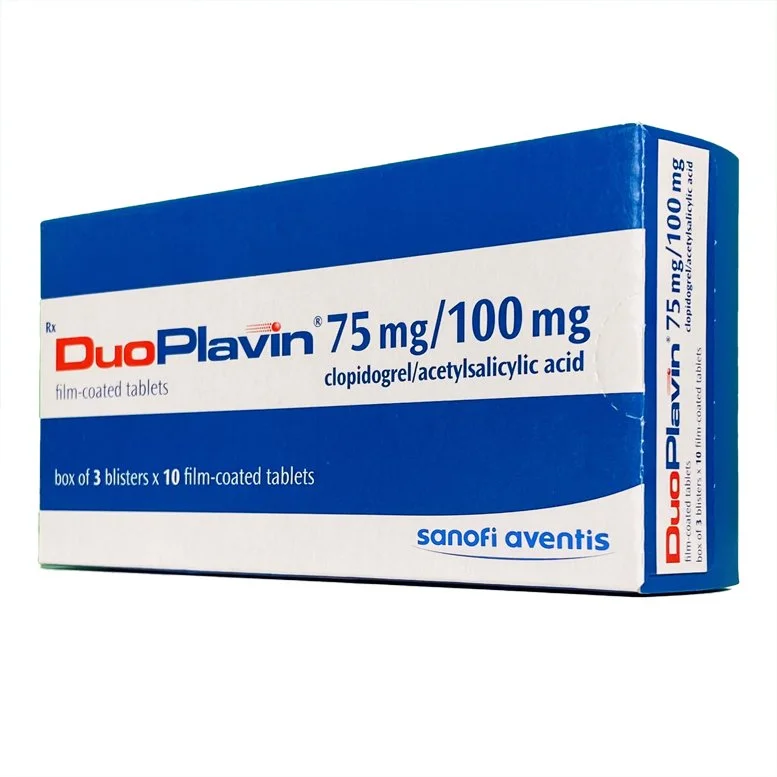 DuoPlavin-Clopidogrel 75mg/100mg-Sanofi-Hộp3vỉ*10viên  giảm nguy cơ đông máu, giảm xơ vữa huyết khối 