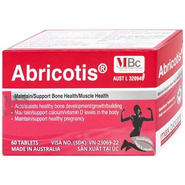Thuốc Abricotis Probiotec hỗ trợ sức khỏe xương, cơ bắp, bổ sung canxi (6 vỉ x 10 viên)