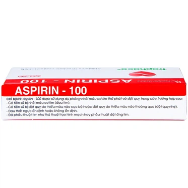 Aspirin 100-Traphaco-hộp 3vỉ*10viên dự phòng nhồi máu cơ tim và đột quỵ
