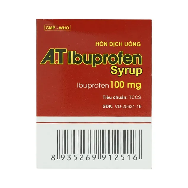 Siro A.T Ibuprofen 100mg An Thiên giảm đau, kháng viêm, hạ sốt (30 ống x 5ml)