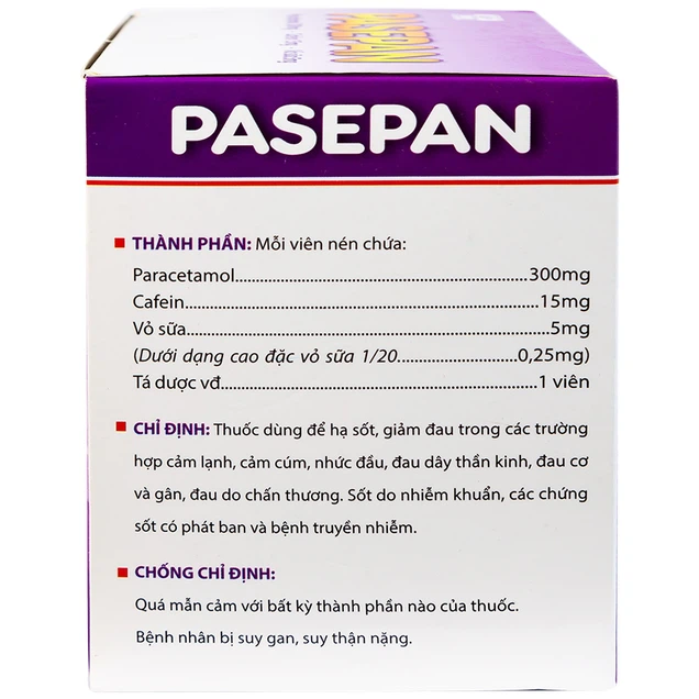 Viên nén Pasepan Hataphar hạ sốt, giảm đau, điều trị cảm lạnh, cảm cúm, nhức đầu (50 vỉ x 10 viên)