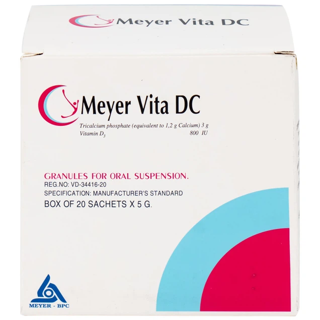 Cốm Pha Hỗn Dịch Uống Meyer Vita DC điều trị và phòng ngừa thiếu vitamin D và canxi, loãng xương