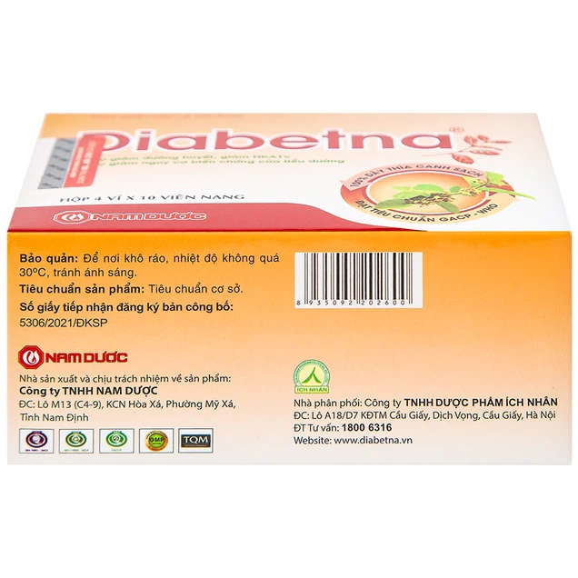 Viên uống Diabetna Nam Dược hỗ trợ giảm đường huyết