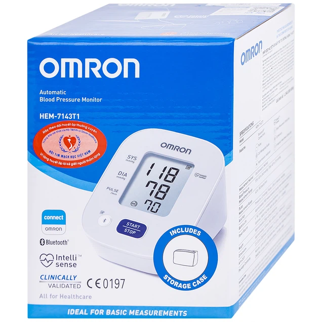 Máy đo huyết áp bắp tay tự động Omron HEM 7143T1 cho kết quả chính xác, nhanh chóng