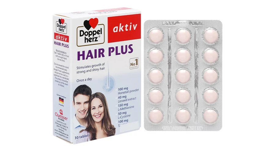 Viên uống Hair Plus Doppelherz Aktiv bổ sung vitamin và khoáng chất (2 vỉ x 15 viên)