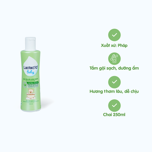 Sữa tắm gội hàng ngày Body And Hair Wash Lactacyd Baby Extra Milky sạch dịu nhẹ, dưỡng ẩm vượt trội (250ml)