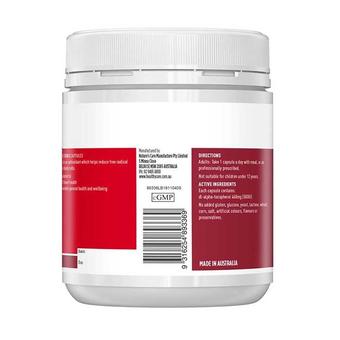 Viên uống Vitamin E Healthy Care 500IU của Úc 200 viên