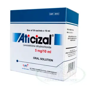 Dung dịch uống Aticizal 5mg/10ml An Thiên điều trị viêm mũi dị ứng, mày đay (30 ống x 10ml)