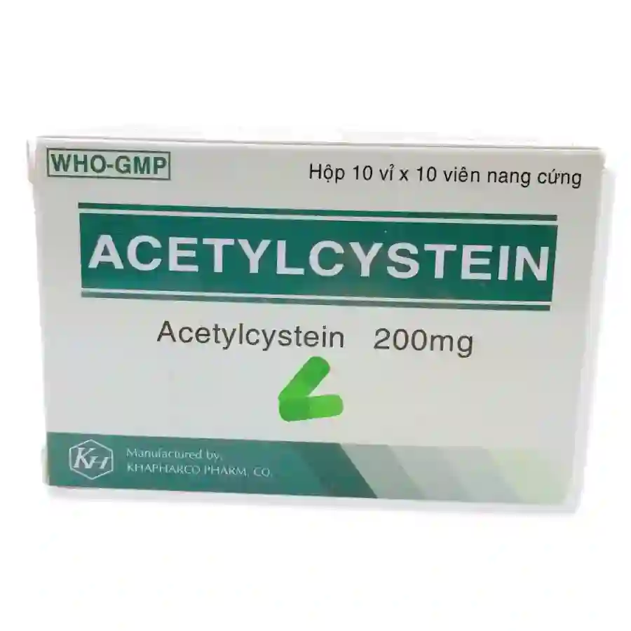 Thuốc Acetylcystein 200mg Khapharco tiêu nhầy trong bệnh viêm phế quản, bệnh nhầy nhớt (10 vỉ x 10 viên)