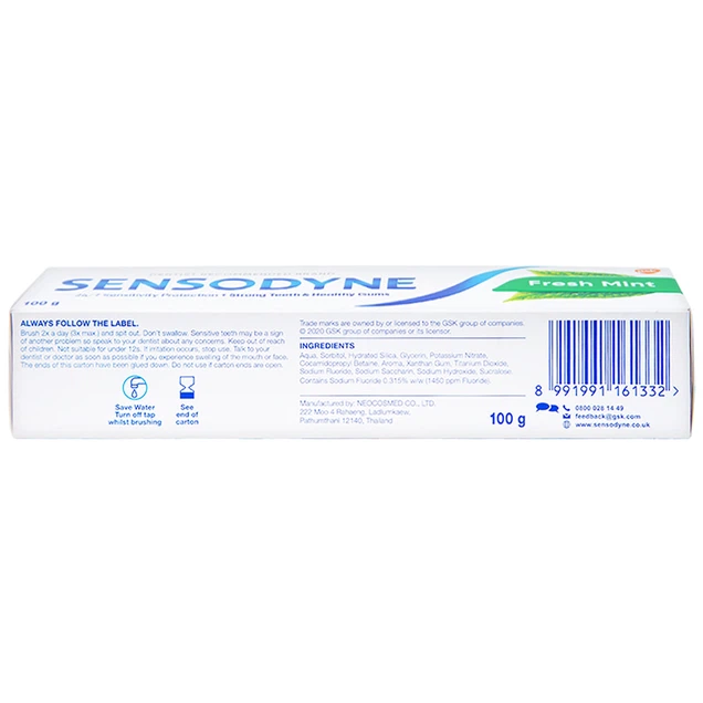 Kem đánh răng Sensodyne Fresh Mint bạc hà the mát, bảo vệ răng ê buốt mỗi ngày (100g)